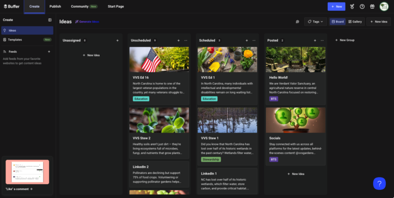 Screenshot of social media marketing sofware